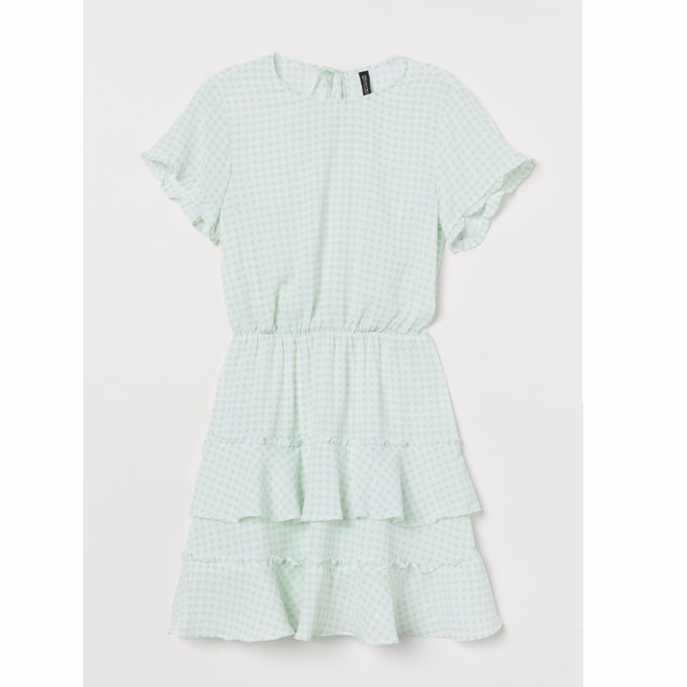Tiered Dress	Light green/gingham checked